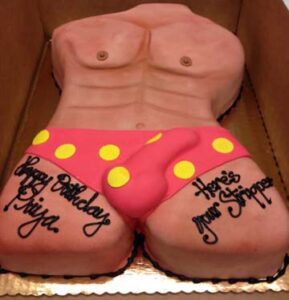 Tall tan stranger with love Muscle hiding in red and yellow dot drawers cake1 289x300 - Las Vegas Nevada Erotic Bakery Cakes USA Delivery in town and on the strip 24/7 Erotic Bakery Las Vegas